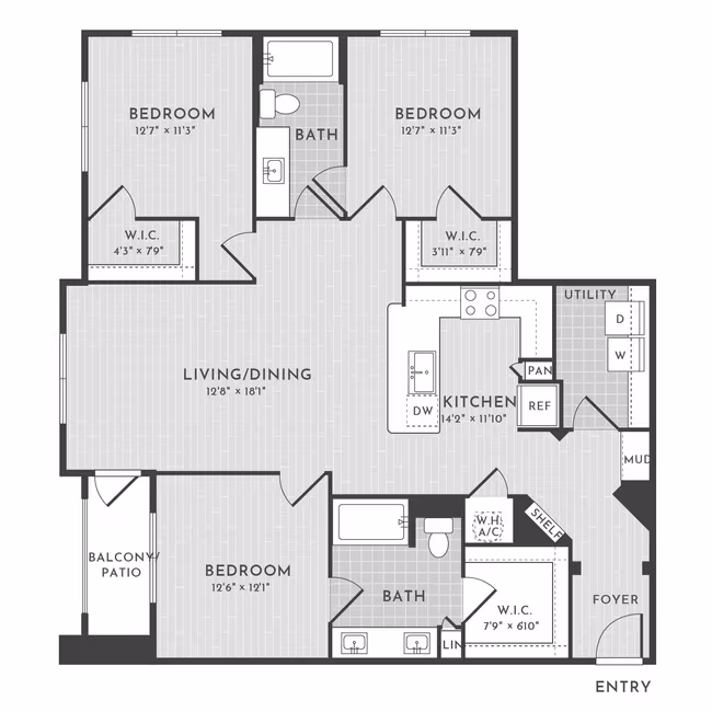 3 Beds • 2 Bath 04311 floor plan